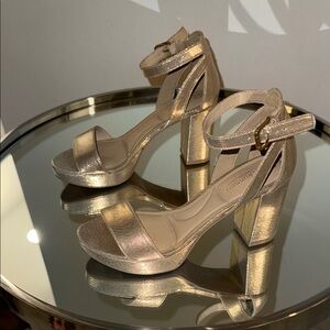 CL by Chinese Laundry Gold Chunky Heel Sandals